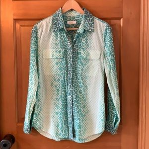 EQUIPMENT FEMME Blue Leopard Print Button Down
